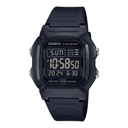 Casio Illuminator Digital Black Dual Time Light Quartz W800H-1BV 100M Mens Watch