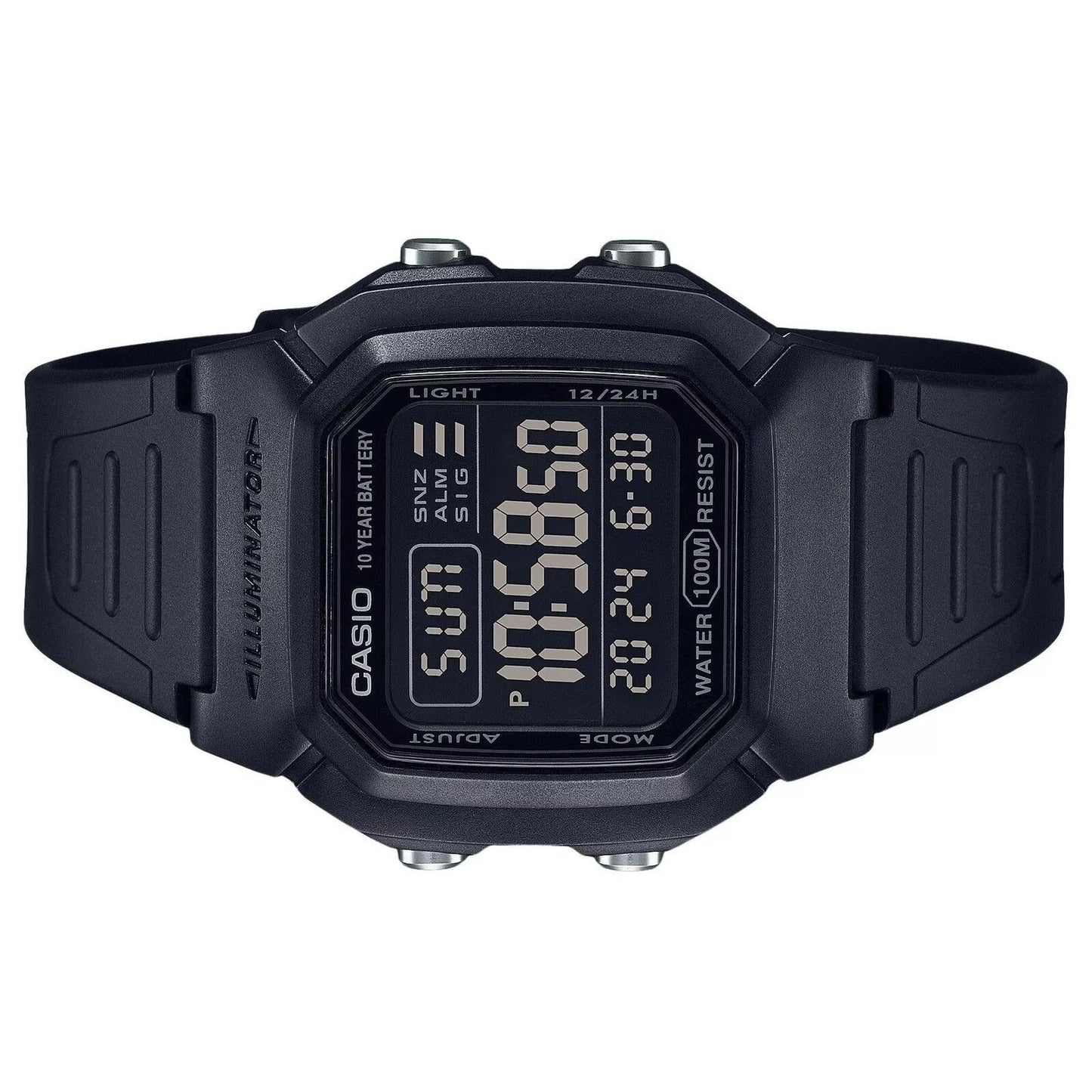 Casio Illuminator Digital Black Dual Time Light Quartz W800H-1BV...