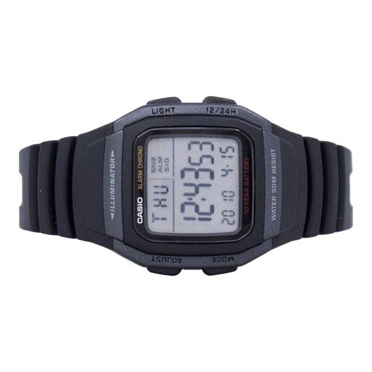 Casio W-96H-1BVDF Youth Digital Watch Black Resin Band LED 10YR Battery Unisex