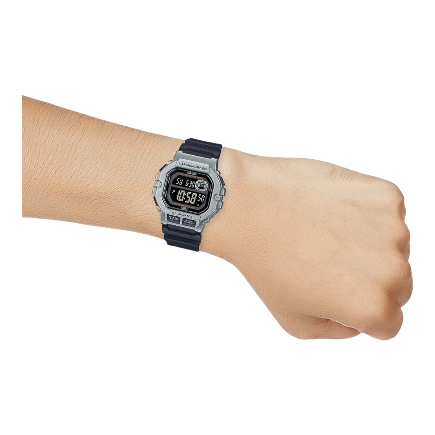 Casio WS-1400H-1BV Men’s 60-Lap Digital Sports Watch Black Band 100M LED Light