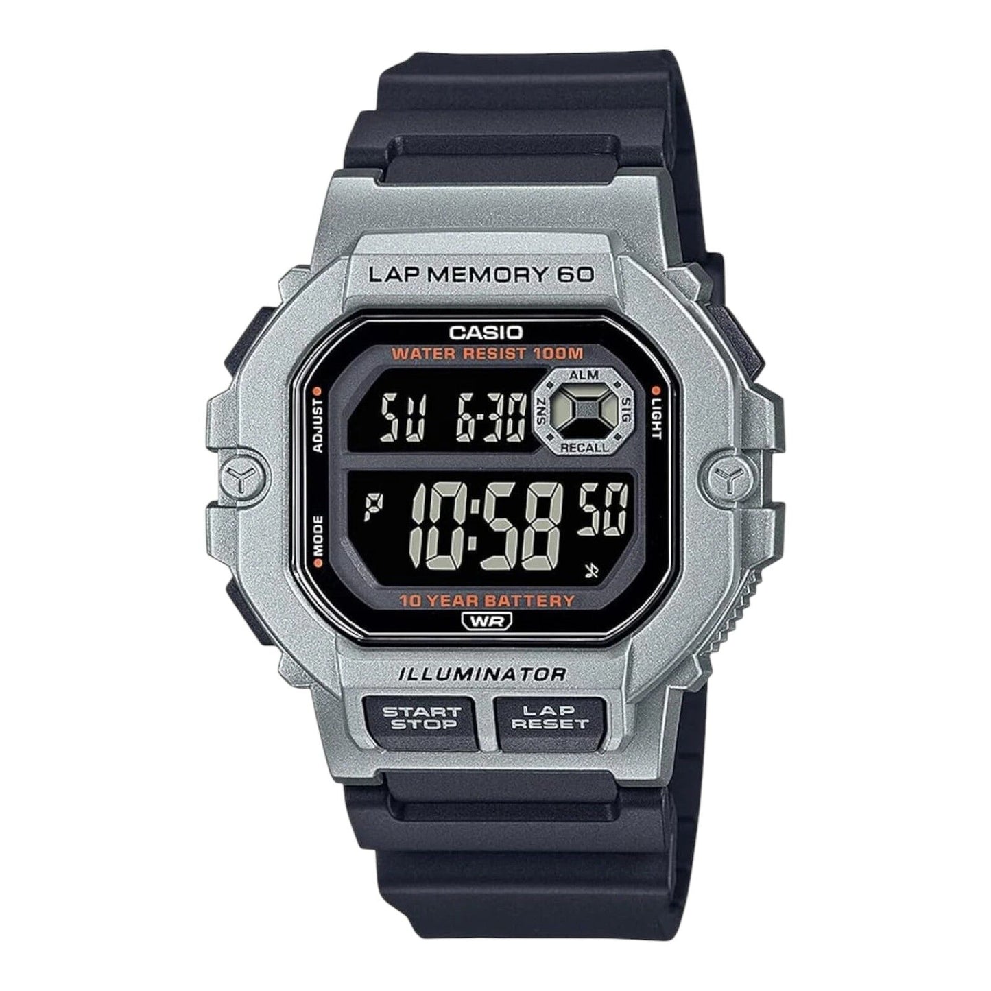 Casio WS-1400H-1BV Men’s 60-Lap Digital Sports Watch Black Band 100M LED Light