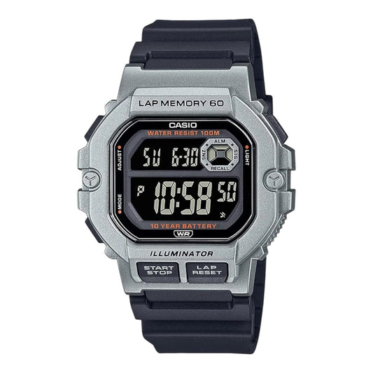 Casio WS-1400H-1BV Men’s 60-Lap Digital Sports Watch Black Band 100M LED Light