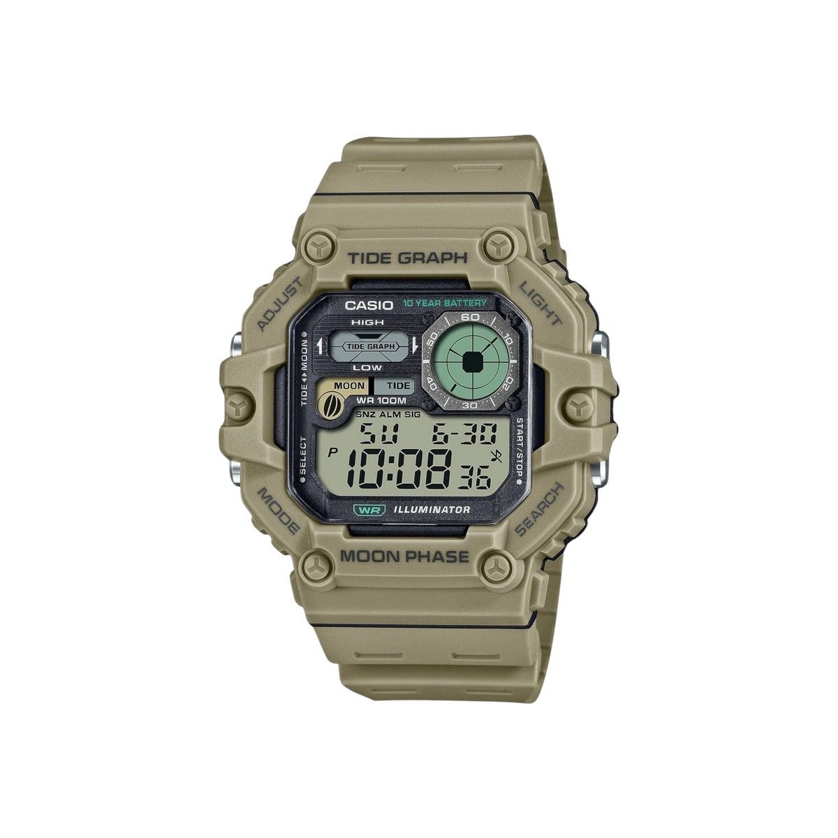 Casio WS-1700H-5AV Digital Tide Graph Moon Data 100M Water...