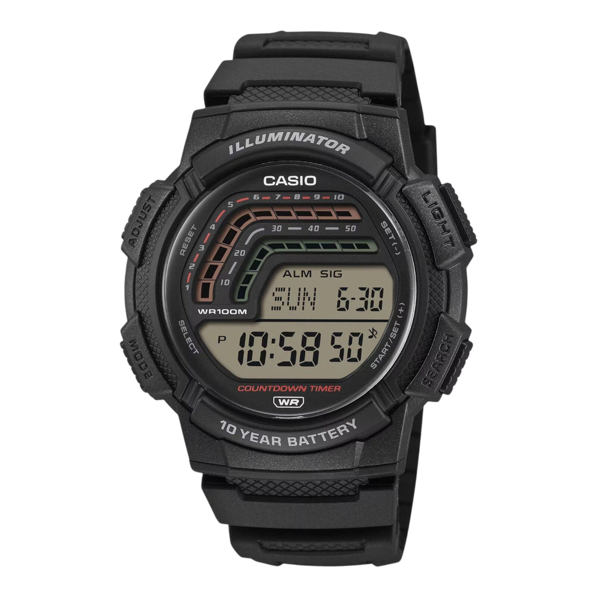 Ws Watch Casio WS-1800-1AV Mens Digital Watch Black Resin Band 100m... | uWatch ...