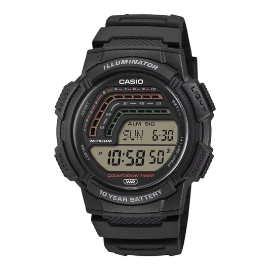 Casio WS-1800-1AV Mens Digital Watch Black Resin Band 100m Countdown Timer