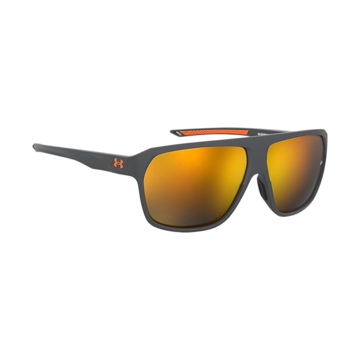 Under Armour Dominate Mens Matte Grey Sport Sunglasses Orange Mirror