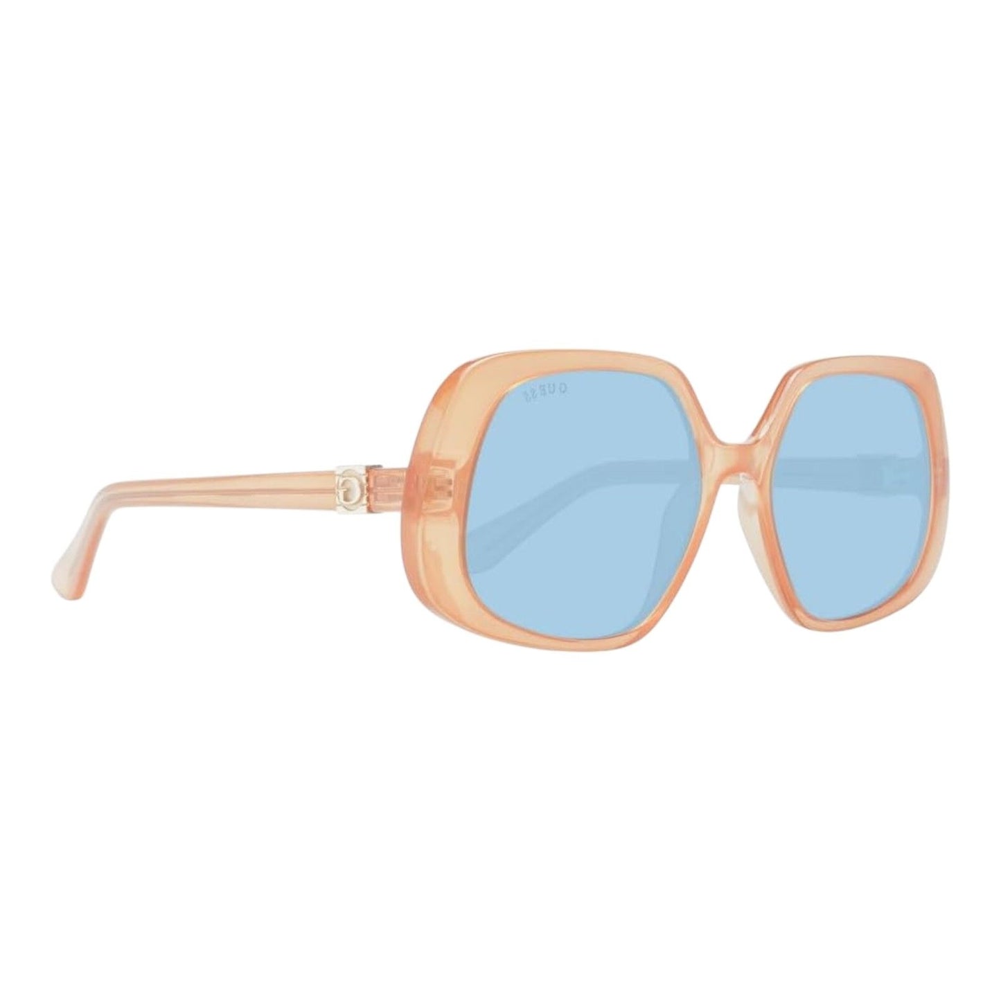 Guess Women’s GU7862 Beige Frame Blue Lens Oversized Sunglasses