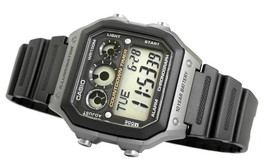 Casio AE-1300WH-8A Unisex Black Digital Watch with Black Band